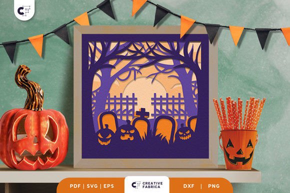 Download Halloween Graveyard 3D Paper Cut SVG - Halloween graveyard 3d paper cut svg Collection