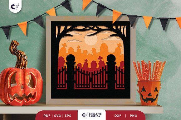 Download Night Graveyard Shadow Box Paper Cut - Night Collection