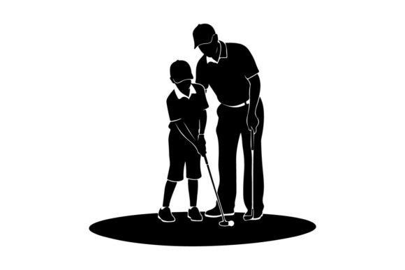 Download Father Teaching Son Golf Swing Vector Il - Tea Collection