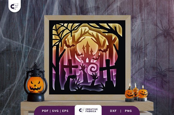 Download Night Graveyard 3D Paper Cut SVG - Night Collection