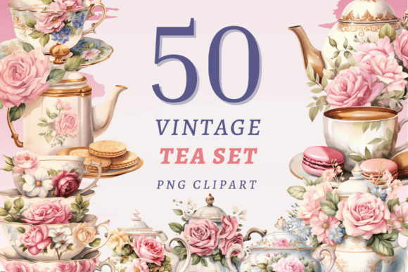 Download Vintage Tea Set PNG Bundle - Tea Collection