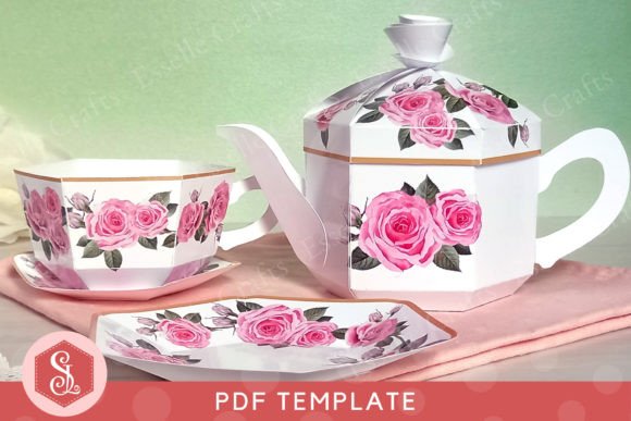 Download Rose Tea Party Set PDF Templates - Tea Collection