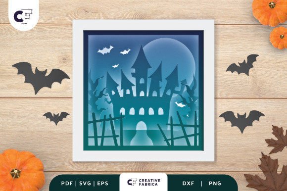Download 3D Shadow Box Halloween Castle at Night - Night Collection