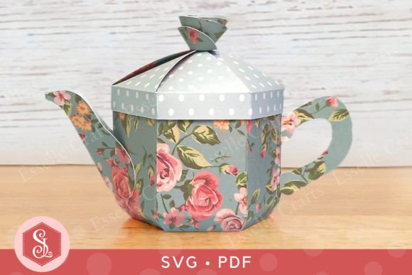 Download Teapot Favour Box SVG + PDF Template - Tea Collection