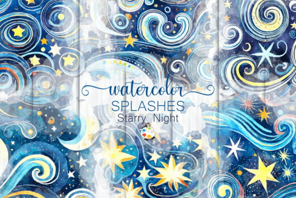 Download Watercolor Starry Night Splashes - Night Collection