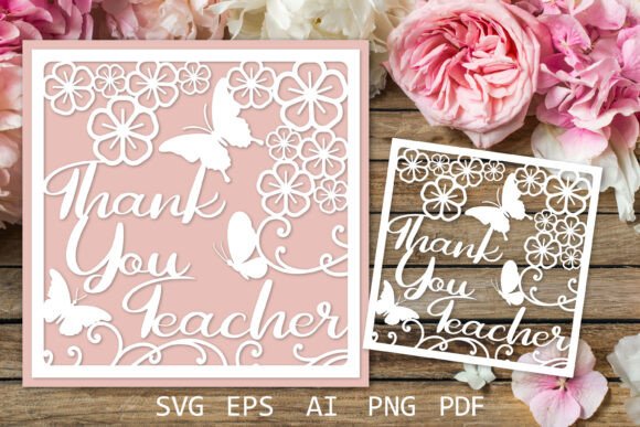 Download Thank You Teacher Card, Papercut SVG - Tea Collection