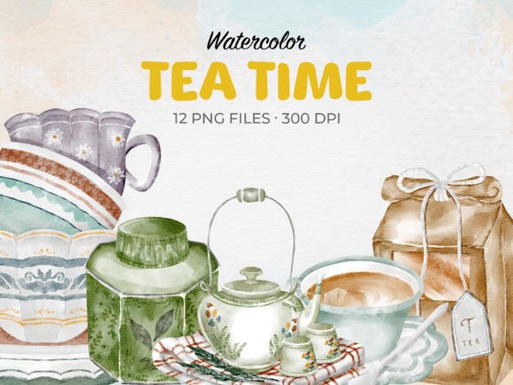 Download Watercolor Tea Cafe Clip Art Element - Tea Collection