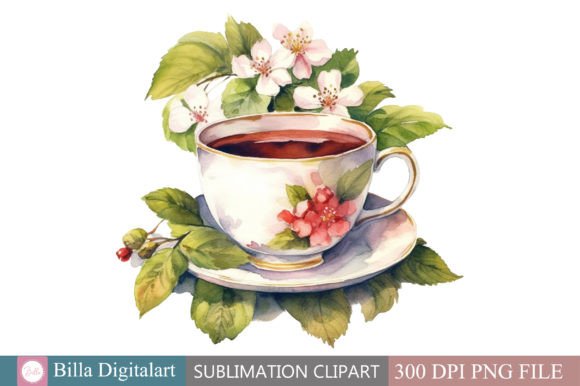 Download Vintage Tea Watercolor Clipart - Tea Collection