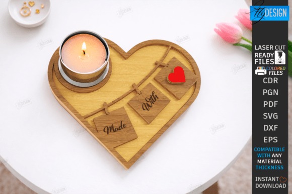 Download Heart Tea Light Candle Holder Laser Cut - Tea Collection